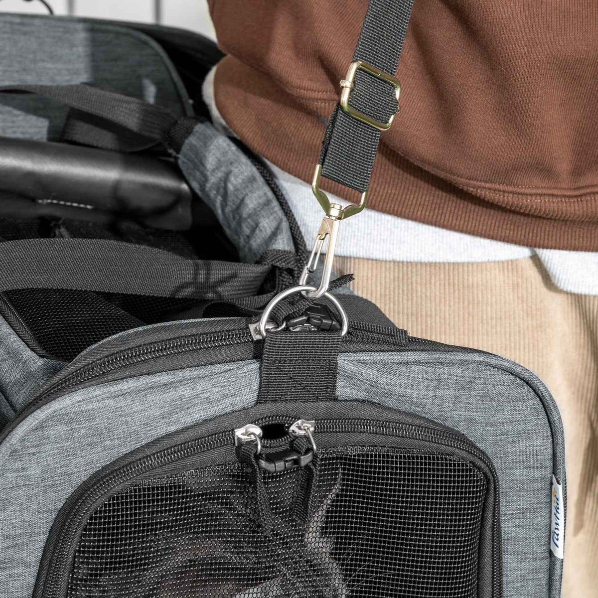 3-In-1 Pet Trolley Dog Crate Transport Bag With Telescopic Handle And Wheels Carrier Bag For Cats Dwarf Dogs With Mesh Window Gray