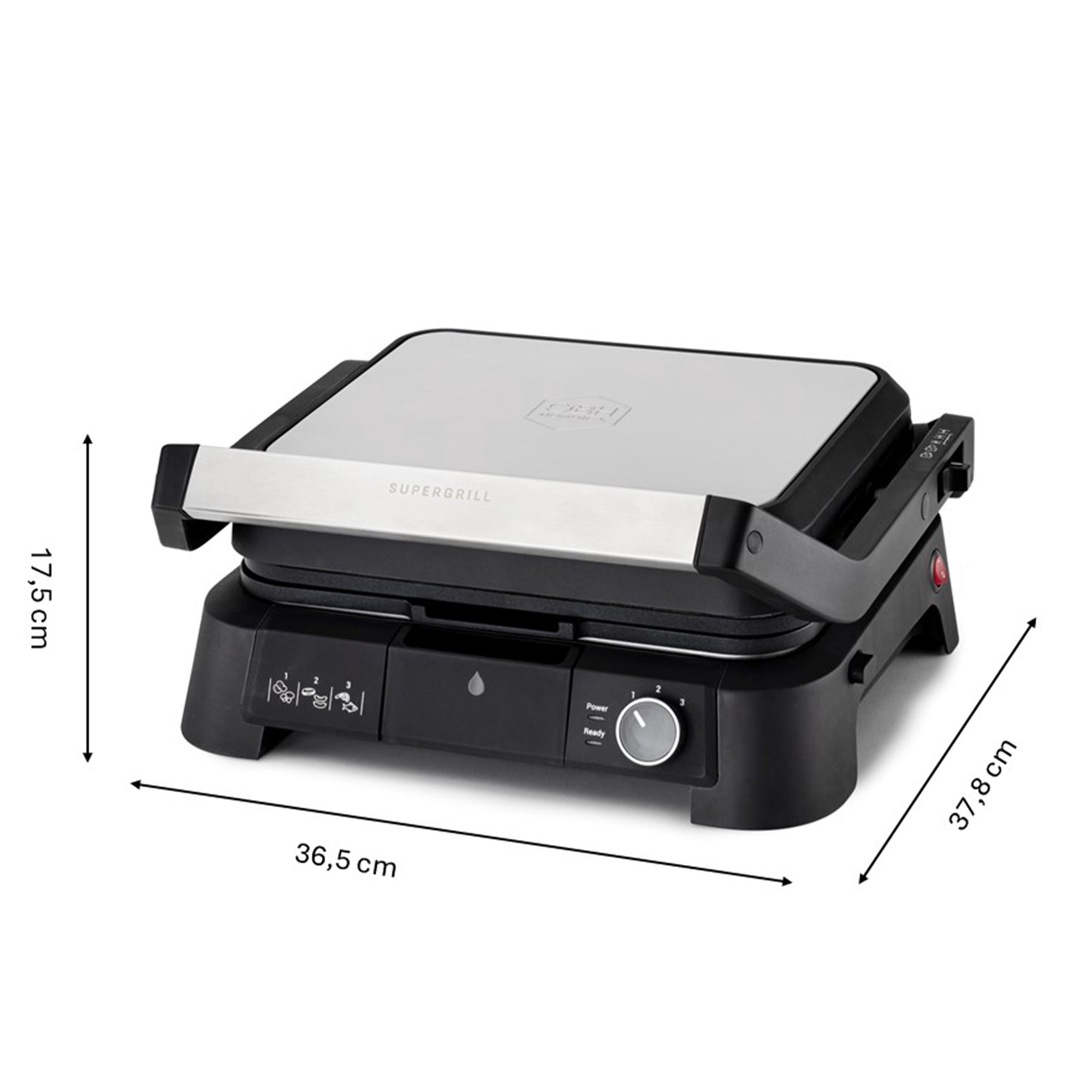 3-In-1 Stainless Steel Contact Grill, 2000W, 180-Degree Open