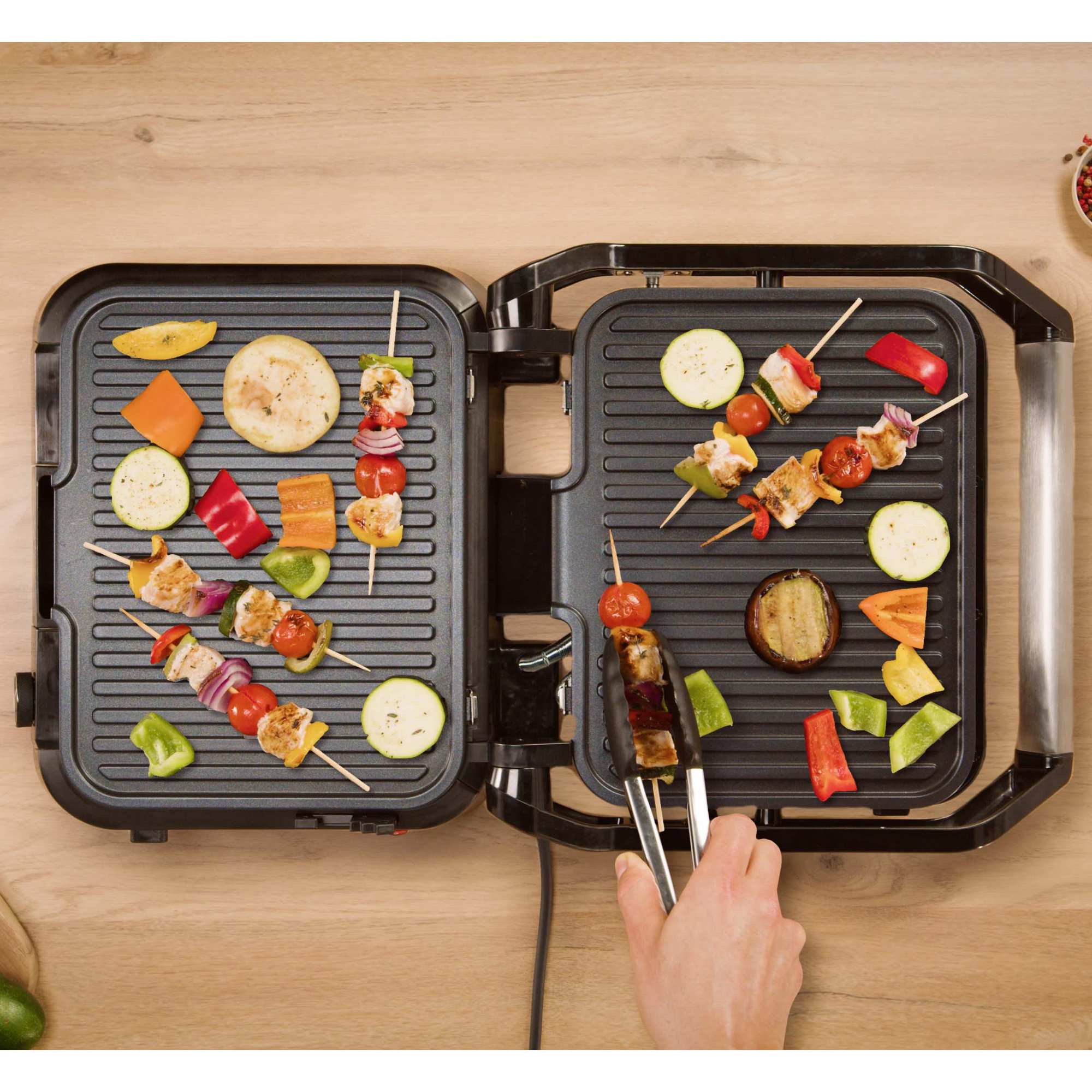 3-In-1 Stainless Steel Contact Grill, 2000W, 180-Degree Open