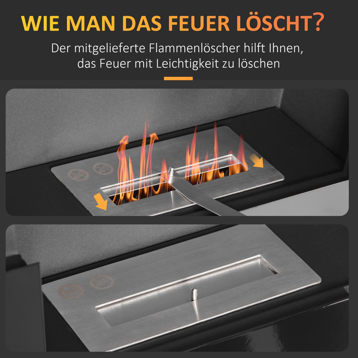3L Ethanol Fireplace Fire Bowl Wall Fireplace 3 Hours. Bio-Ethanol Fireplace 20-25M² Thermal Cover With Extinguishing Aid Indoor Metal Black 90 X 18 X 60 Cm