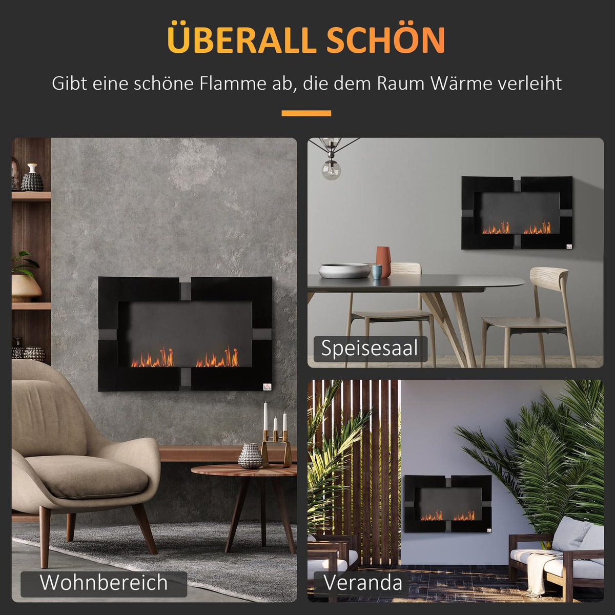 3L Ethanol Fireplace Fire Bowl Wall Fireplace 3 Hours. Bio-Ethanol Fireplace 20-25M² Thermal Cover With Extinguishing Aid Indoor Metal Black 90 X 18 X 60 Cm