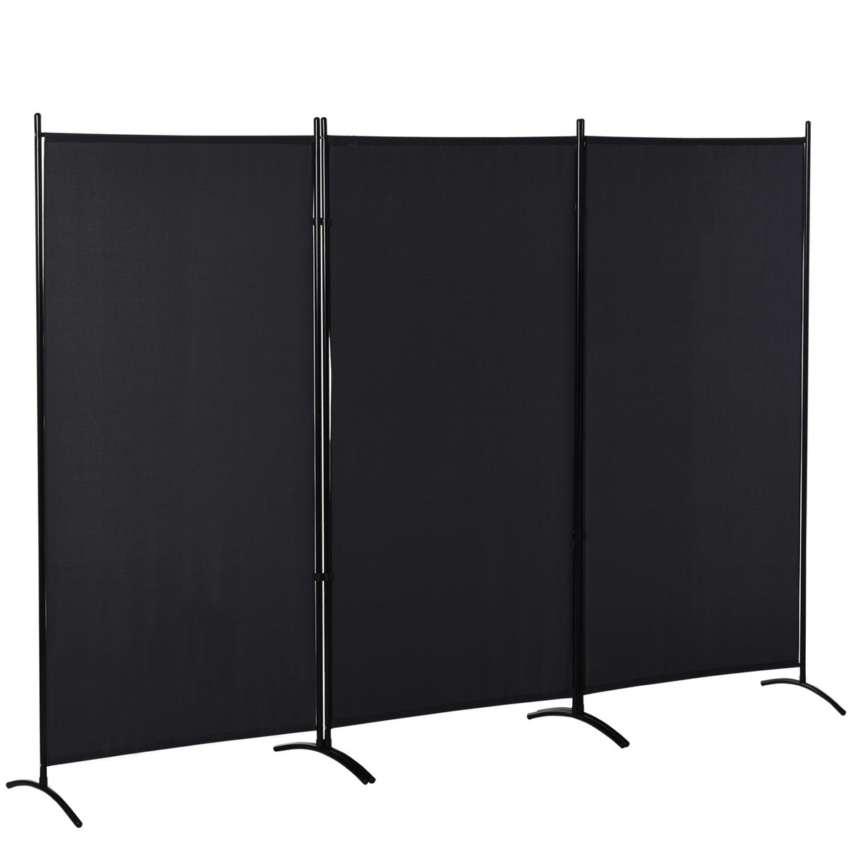 3-Panel Room Divider, Black Metal Frame, Privacy Screen