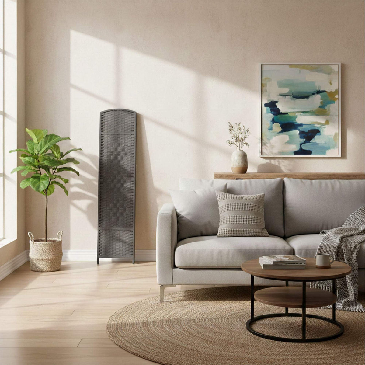 3-Panel Room Divider – Folding Screen, Space-Saving Design