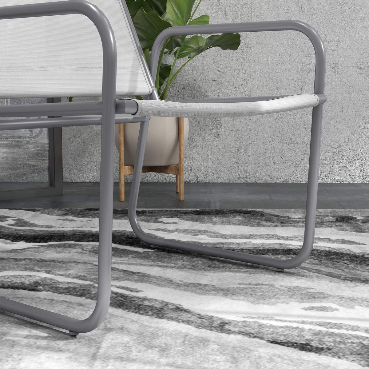 3 Pcs. Bistro Set, Balcony Furniture Set Including 1 Table, 2 Chairs, Garden Furniture Set, Garden Furniture Set For Garden, Terrace, Mesh, Light Gray