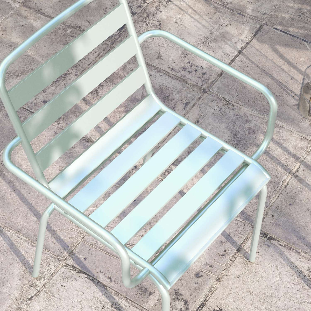 3 Pcs. Bistro Set Garden Furniture Set With 1 Coffee Table, 2 Stackable Chairs, Balcony Set, Seating Group For Balcony, Terrace, Steel, Green