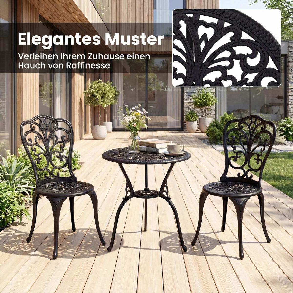 3-Piece Aluminum Patio Bistro Set with Table & Chairs