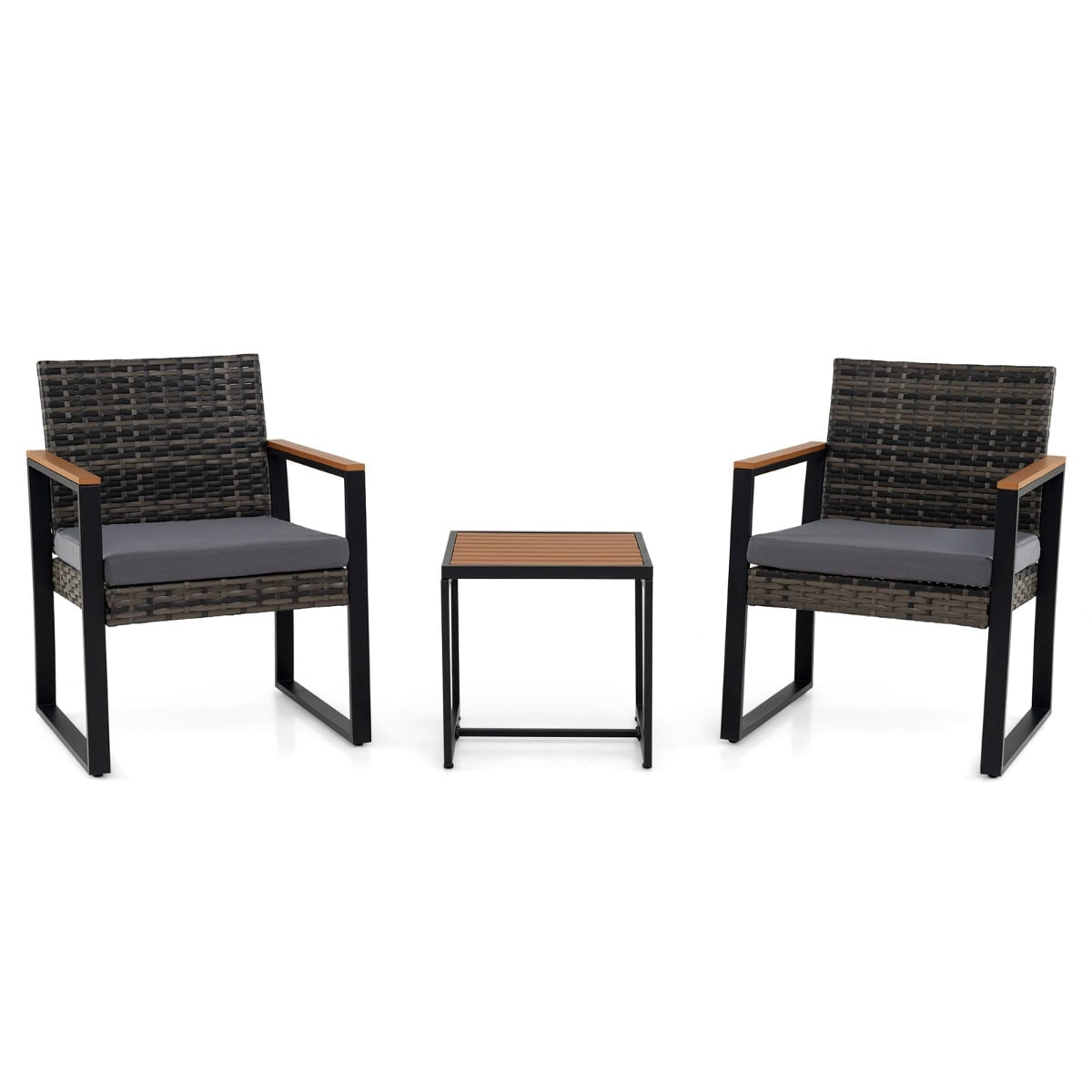 3-Piece Balcony Furniture Set with Cushions and Table