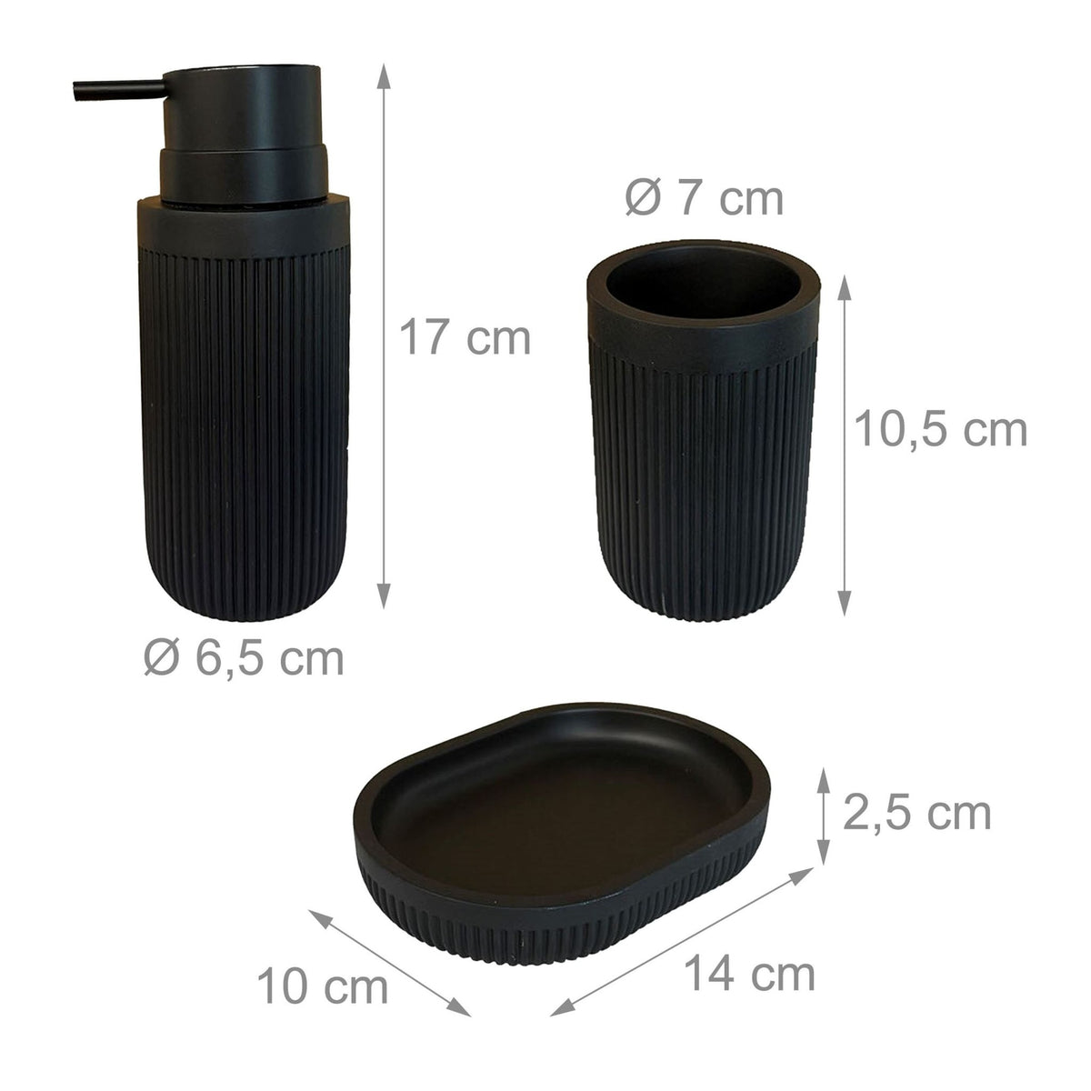 3-Piece Bathroom Set, Resin – Toothbrush Holder, Soap Dispenser, Dish