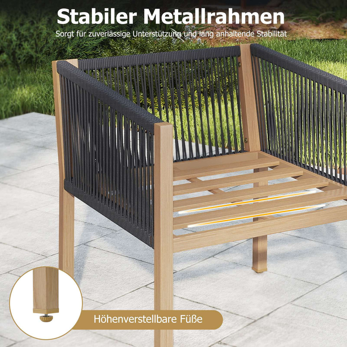 3-Piece Bistro Set with Cushions, Beige, for Balcony & Garden