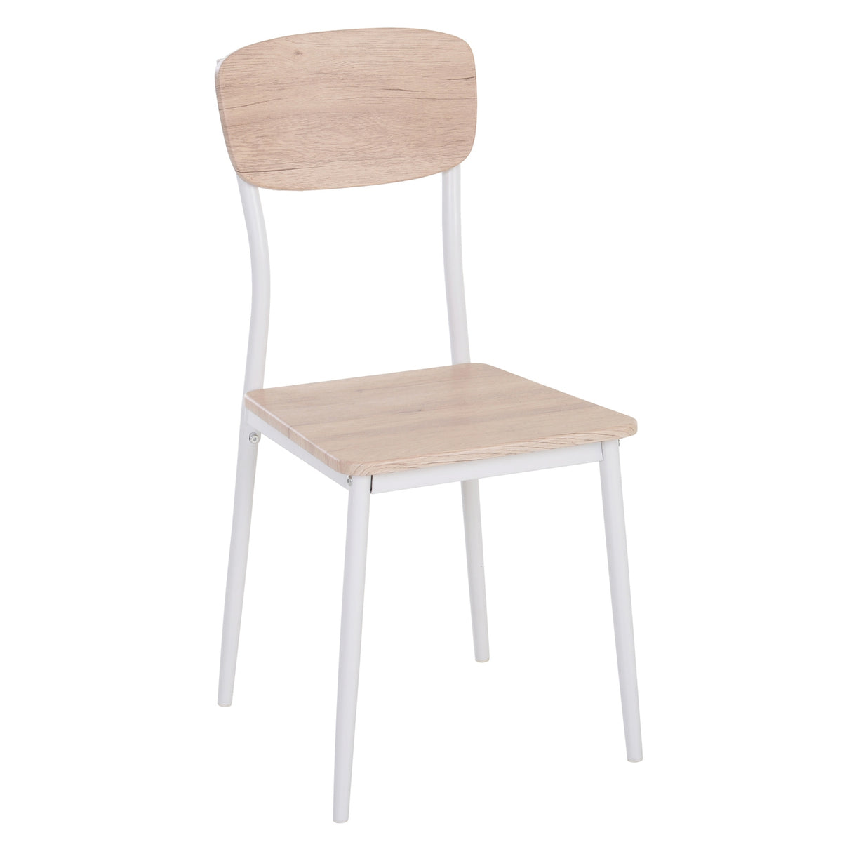 3-Piece Dining Group Dining Table Set Mdf + Metal Natural Wood Grain + White With 1 Table + 2 Chairs