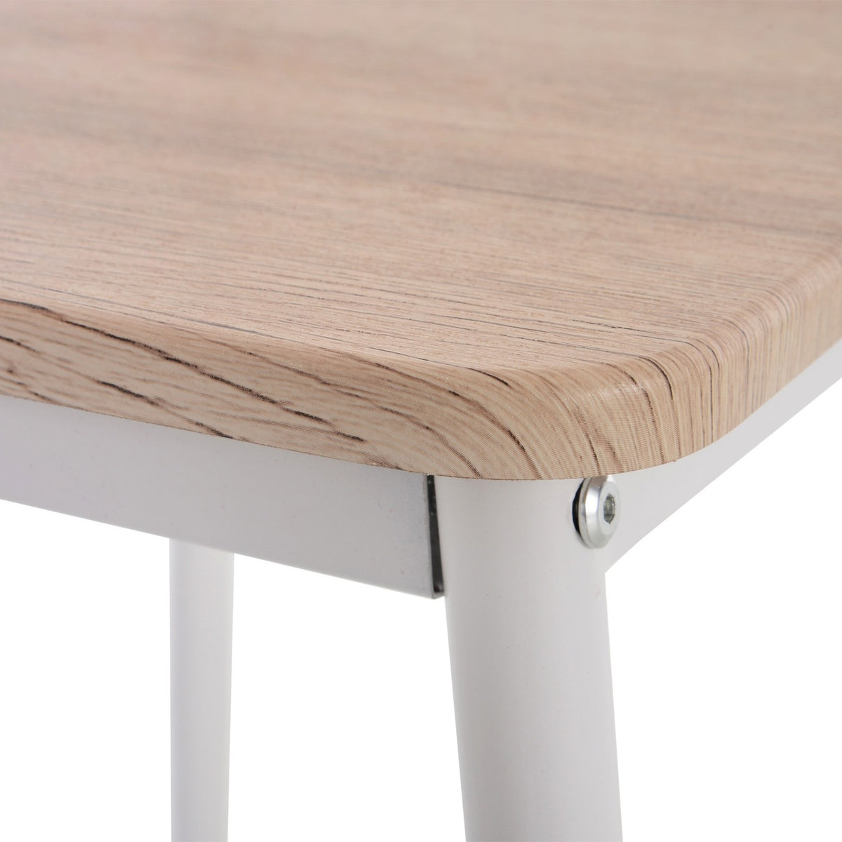 3-Piece Dining Group Dining Table Set Mdf + Metal Natural Wood Grain + White With 1 Table + 2 Chairs