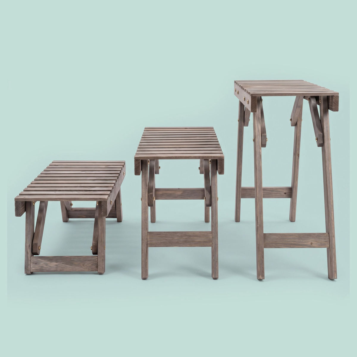 3-Piece Fir Wood Plant Stand Set – Brown