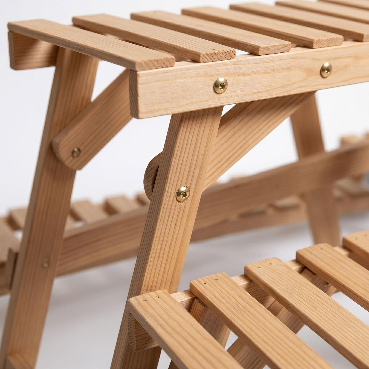 3-Piece Fir Wood Plant Stand Set, Natural Finish