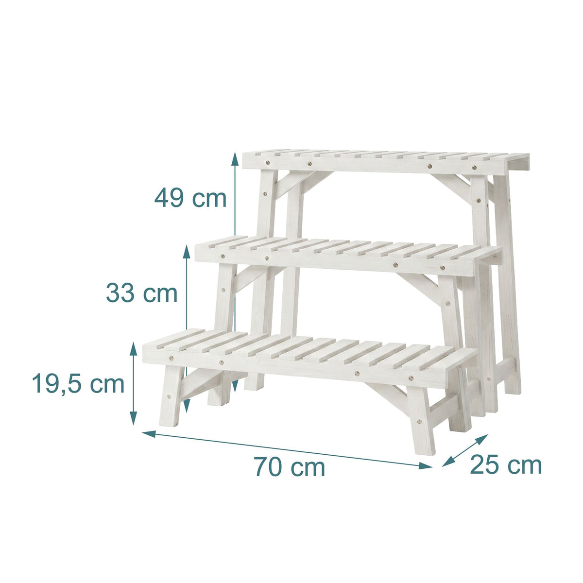 3-Piece Fir Wood Plant Stand Set – White
