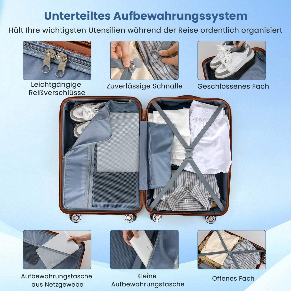 3-Piece Hard Shell Luggage Set with TSA Lock, White