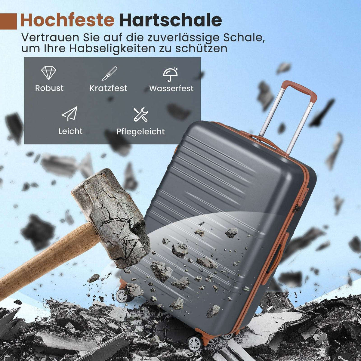 3-Piece Hardshell Luggage Set with TSA Lock, 360 Wheels