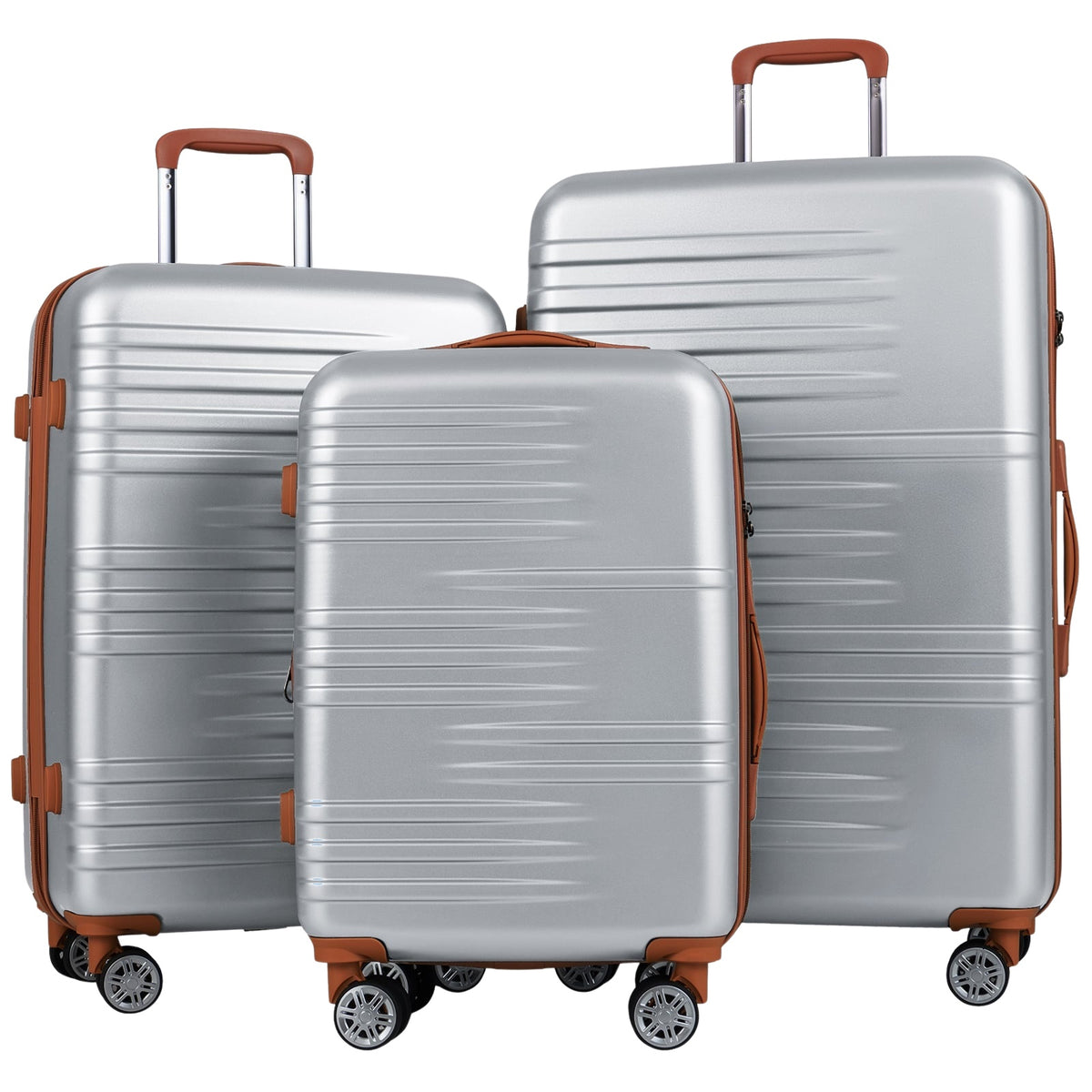 3-Piece Hardshell Luggage Set with TSA Lock, Silver