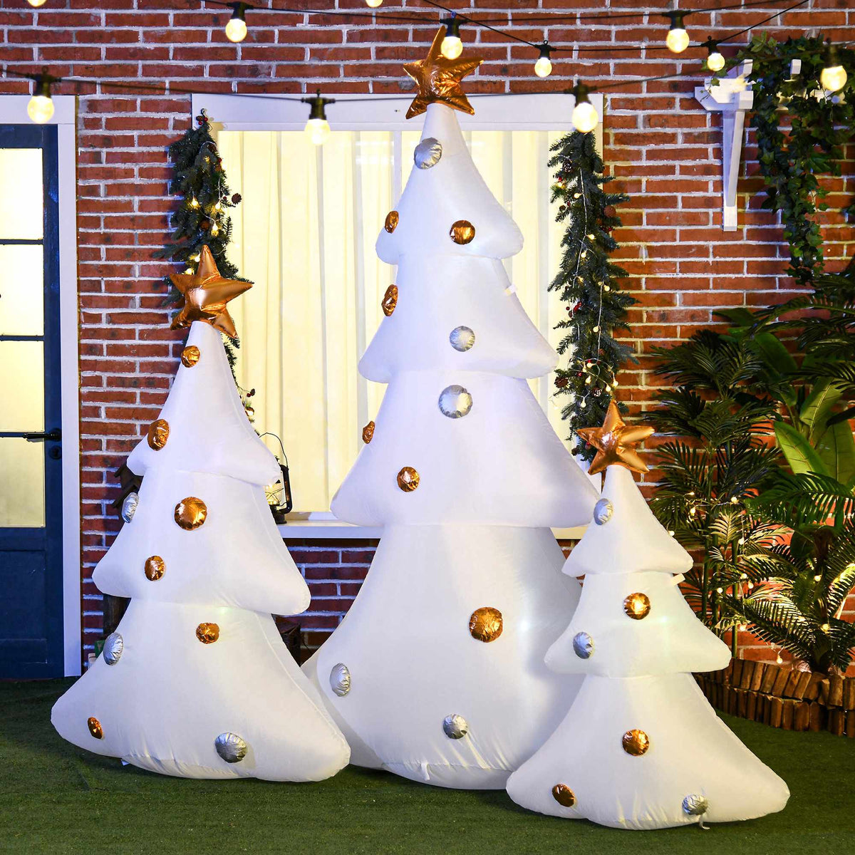 3-Piece Inflatable Christmas Trees with LED Lights