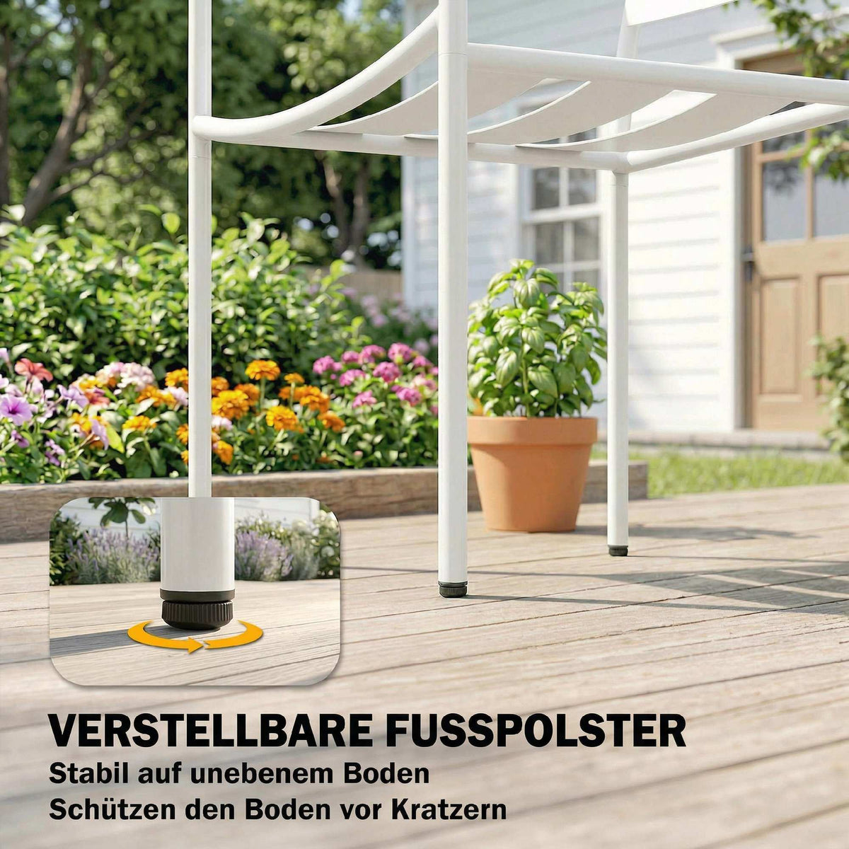 3-Piece Metal Patio Bistro Set with Glass Table, White
