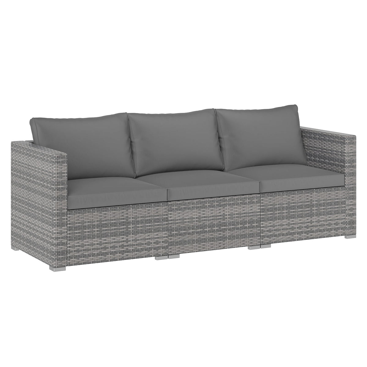 3-Piece Modular PE Rattan Outdoor Sofa Set with Cushions