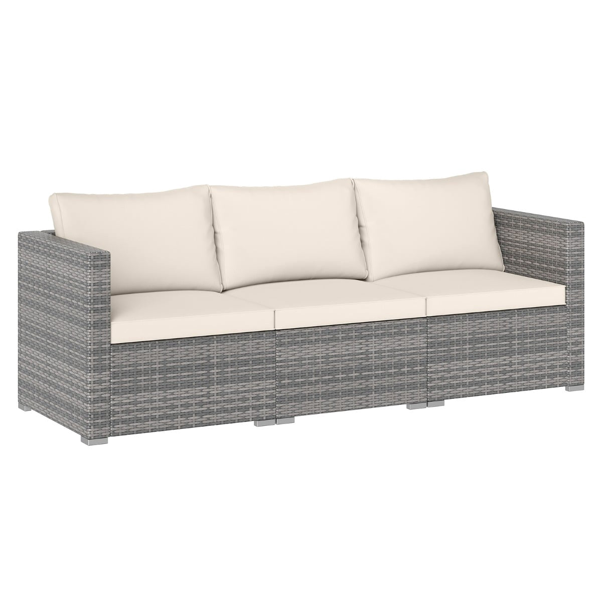 3-Piece Modular Patio Sofa Set with Cushions, White