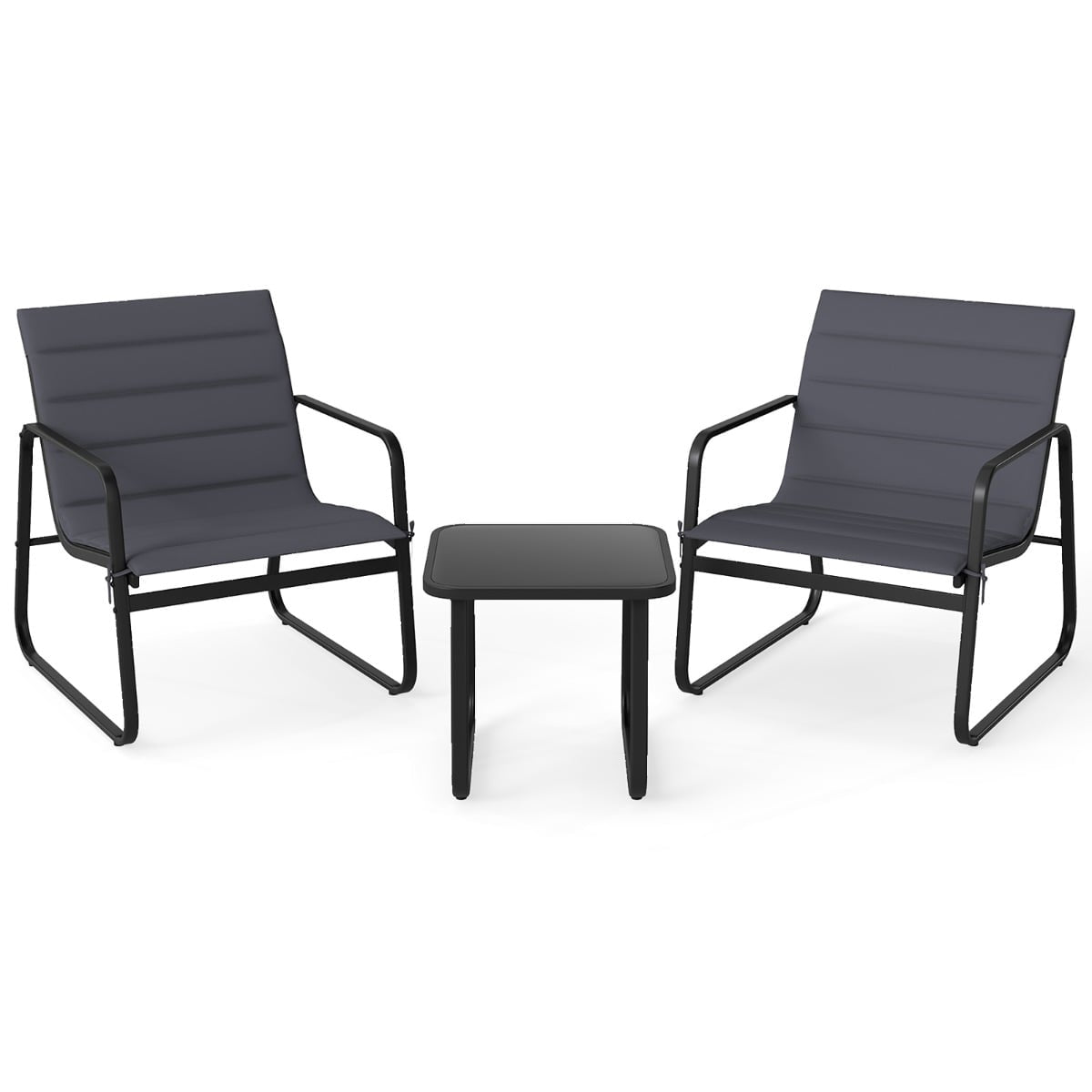 3-Piece Outdoor Bistro Set with Cushions, Grey