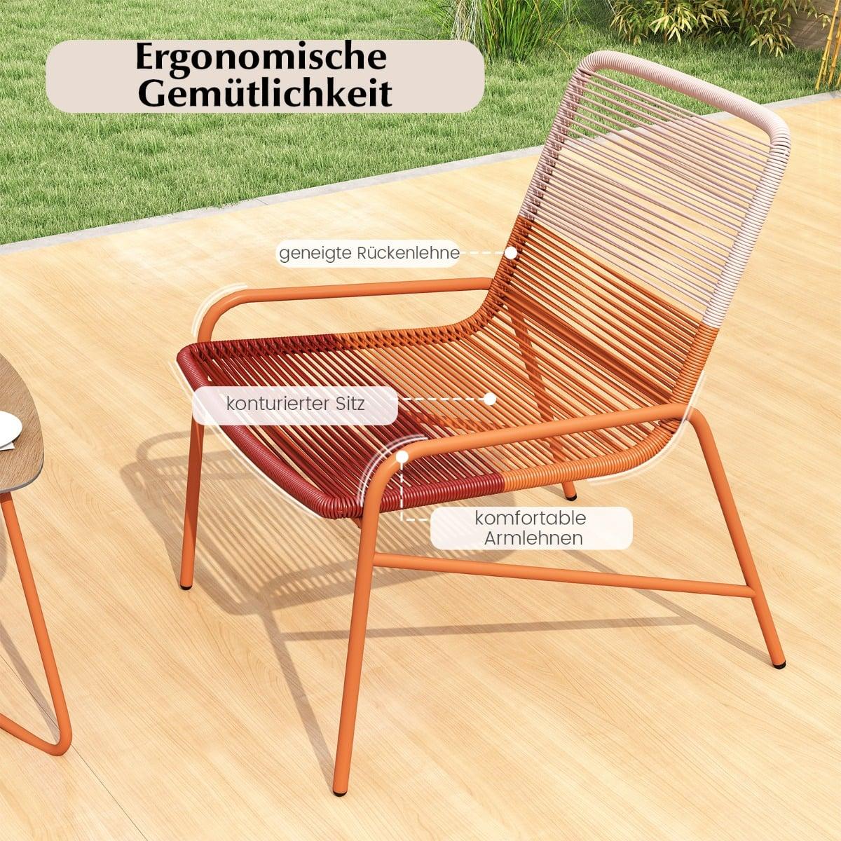 3-Piece Rattan Patio Set with Chairs & Table