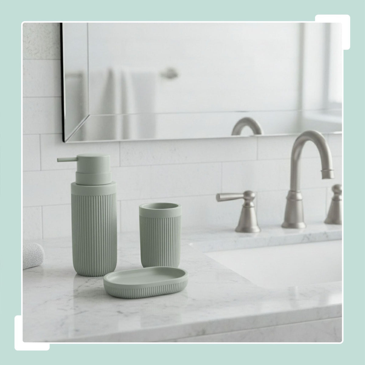 3-Piece Synthetic Resin Bathroom Accessories Set