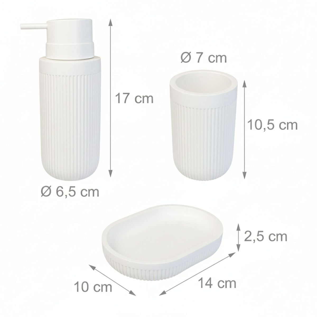 3-Piece Synthetic Resin Bathroom Accessories Set