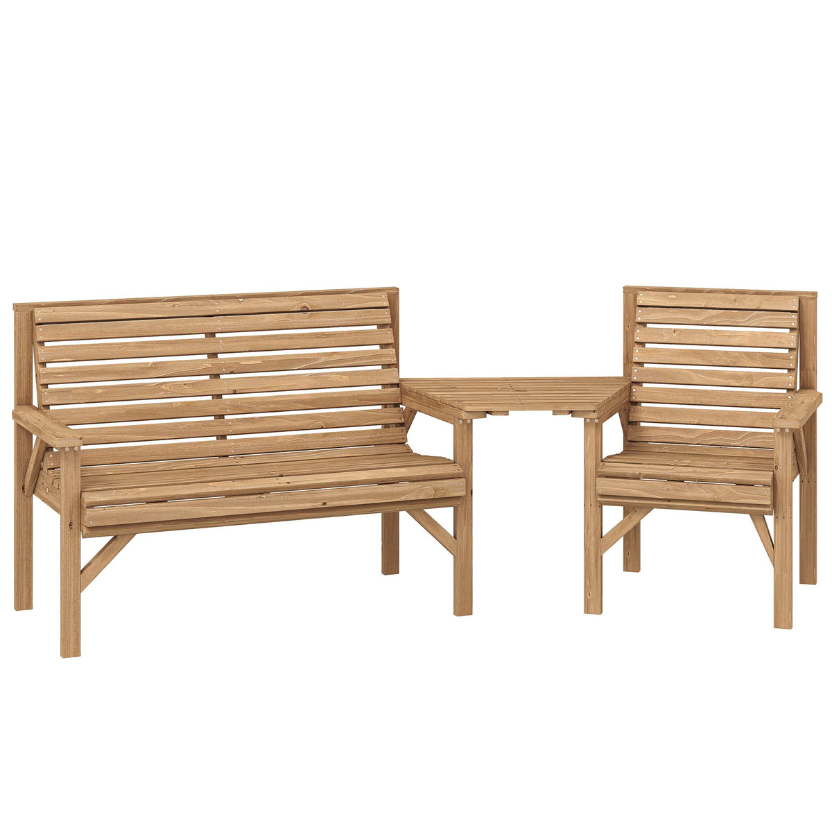 3-Piece Wooden Patio Set with Umbrella Hole