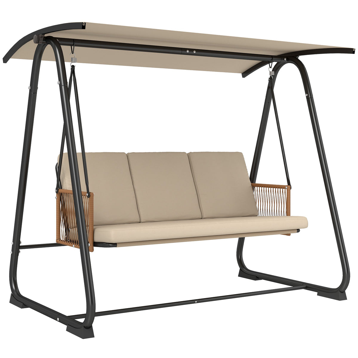 3-Seater Garden Swing with Adjustable Canopy, Breathable Cushions