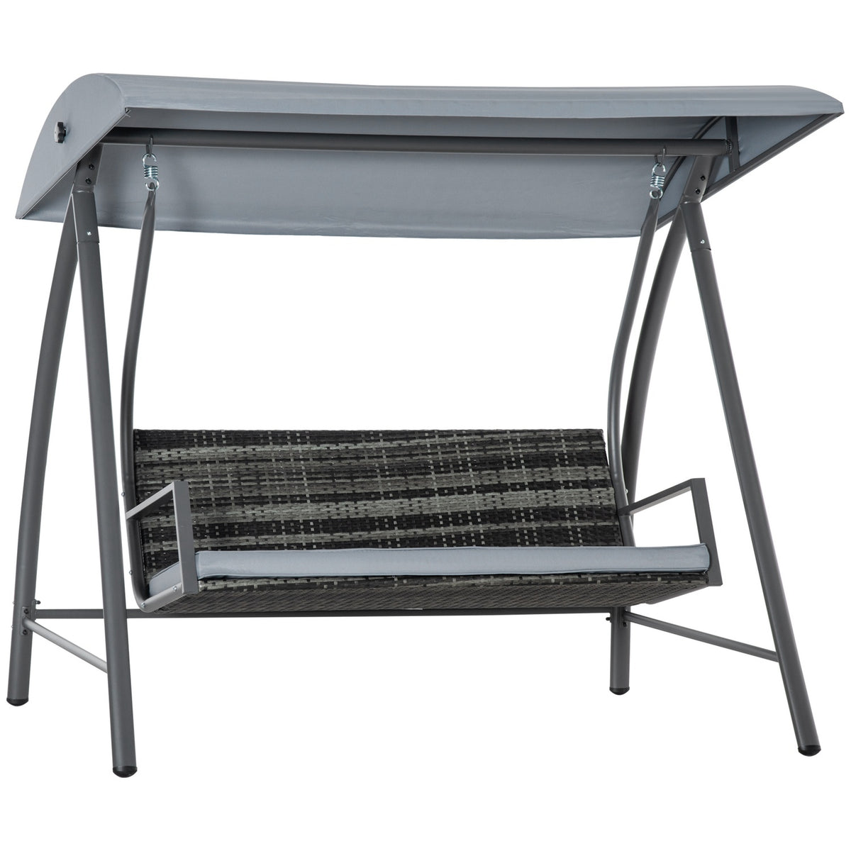3-Seater Hollywood Swing With Roof Garden Swing Polyrattan + Metal Gray 198 X 124 X 179 Cm
