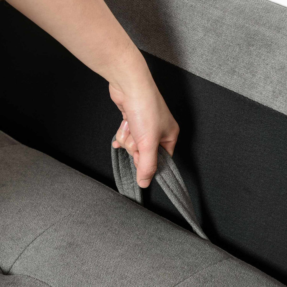 3-Seater Sofa Fabric Sofa Double Sofa Removable With Cushions Rubber Wood Cotton Gray 166.5 X 62 X 82 Cm