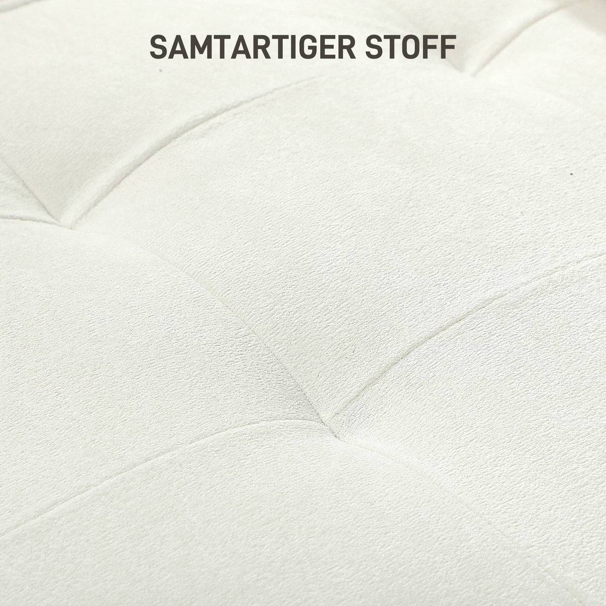 3-Seater Sofa, Thick Cushions, Rubberwood, Cream Fabric