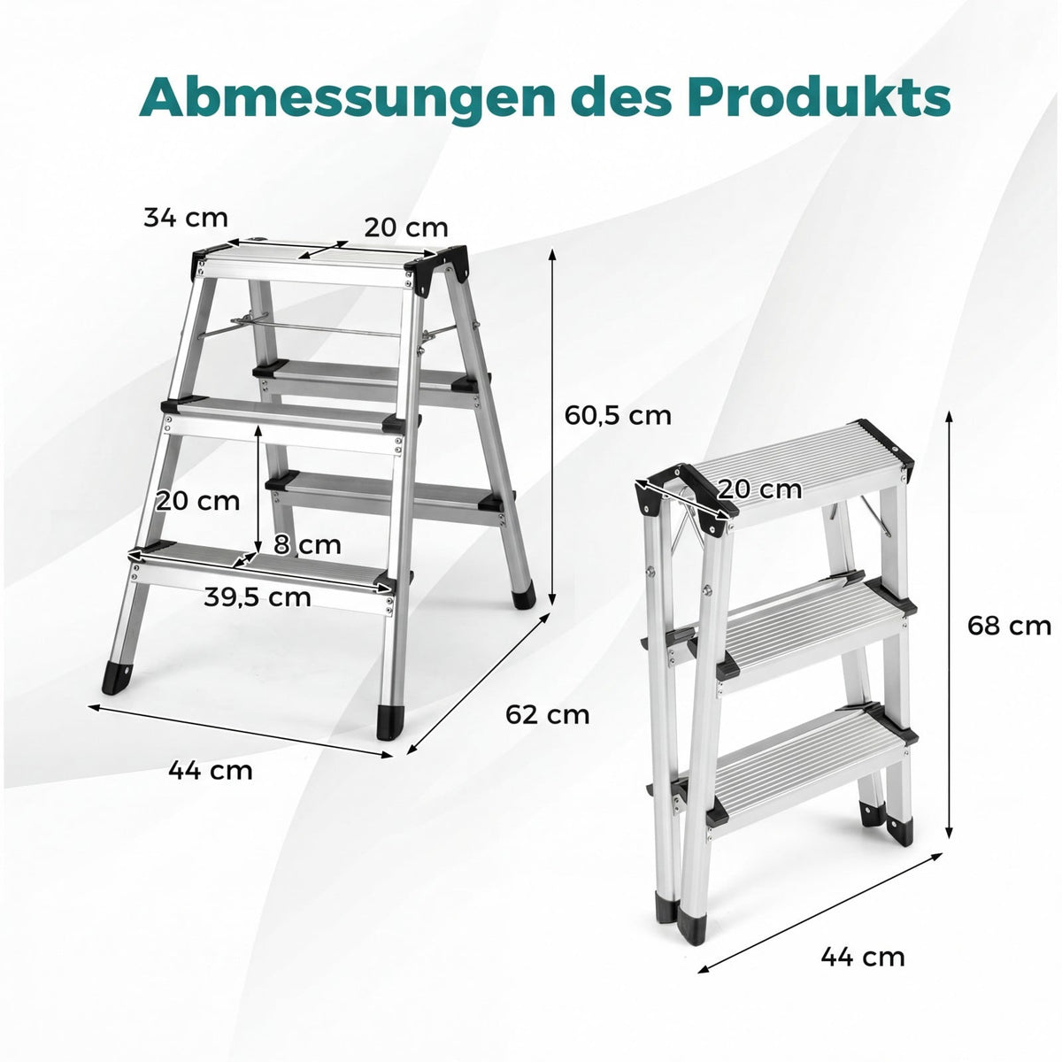 3-Step Folding Aluminum Ladder with Non-Slip Steps