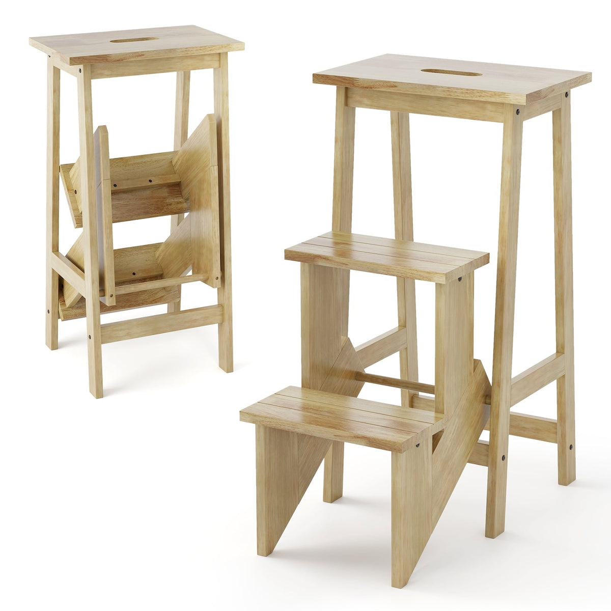 3-Step Folding Step Stool with Rotating Steps & Handle