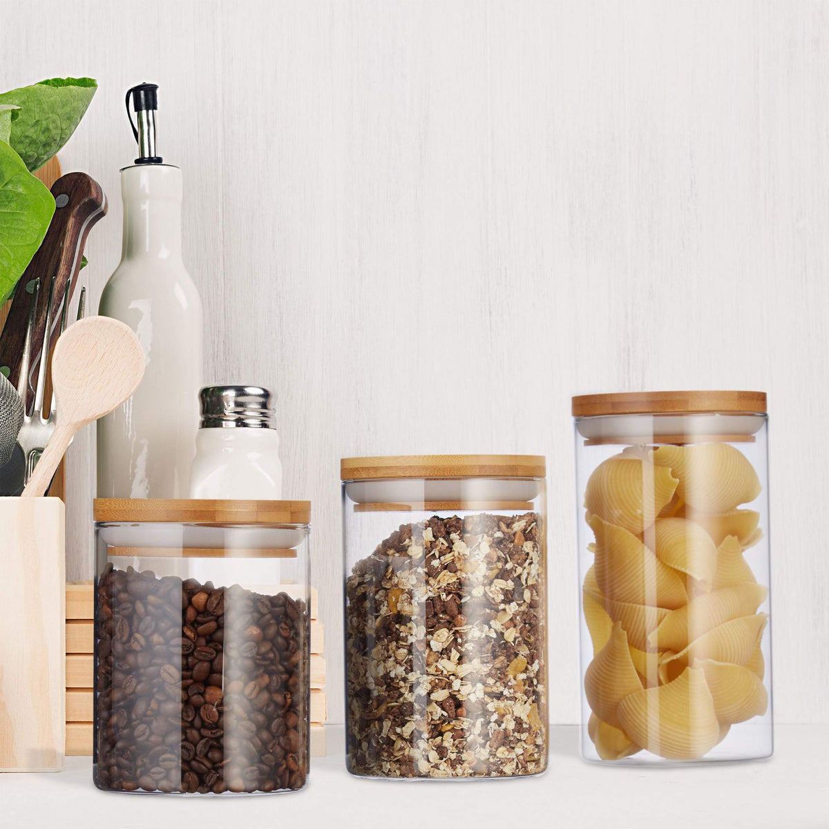 3 Storage jars in different sizes
