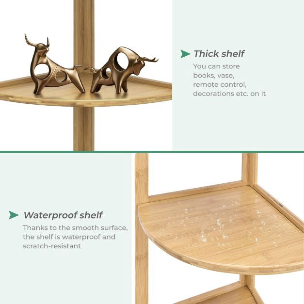 3-Tier Bamboo Corner Shelf Rack, 34 Inch, Freestanding