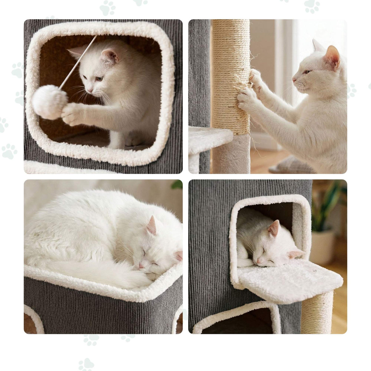 3-Tier Cat House with Sisal Post & Toy - Grey