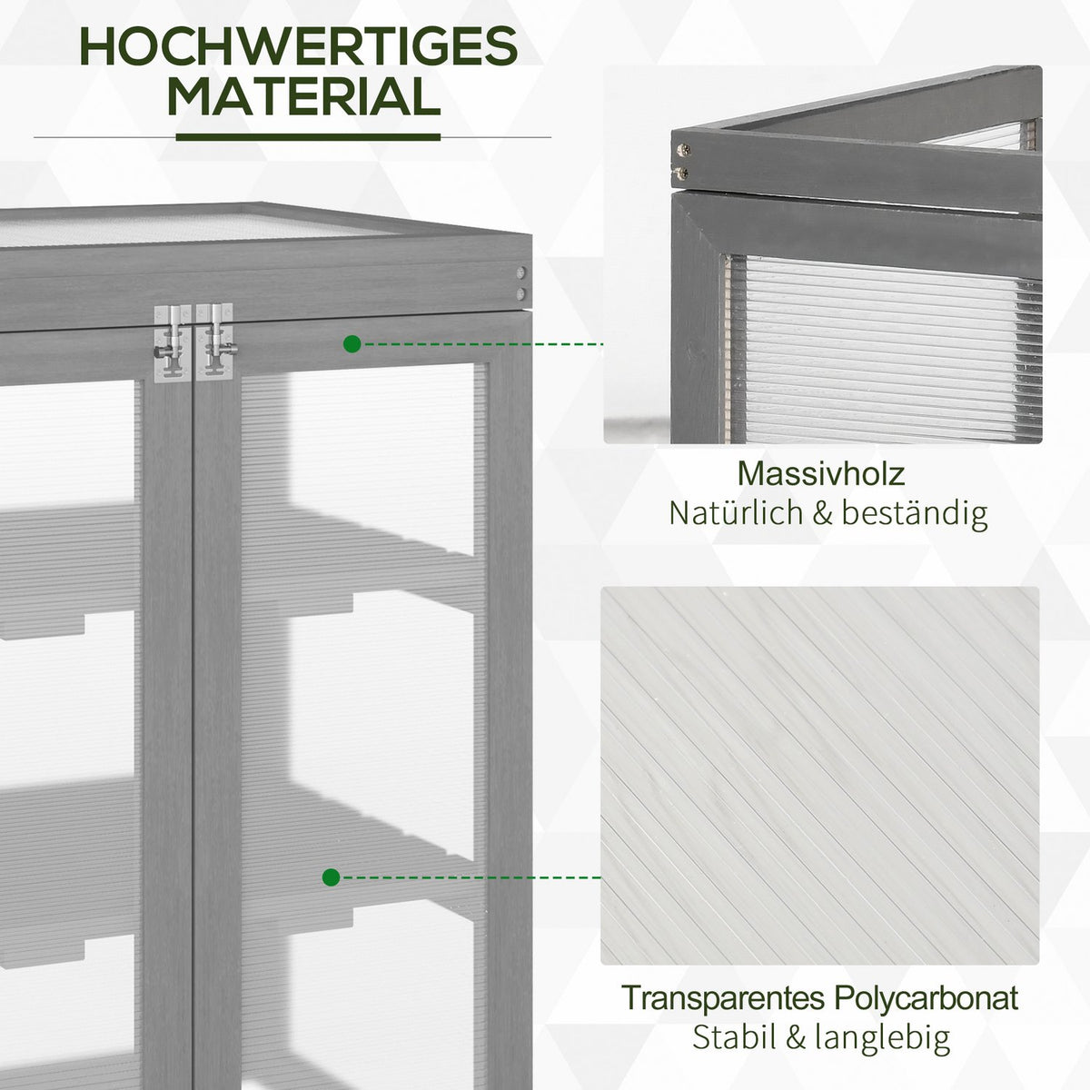 3 Tier Greenhouse Cold Frame Greenhouse Cold Frame Box With Two Doors Made Of Wood And Polycarbonate Weatherproof Load Capacity Up To 15 Kg (Per Shelf) Dark Gray