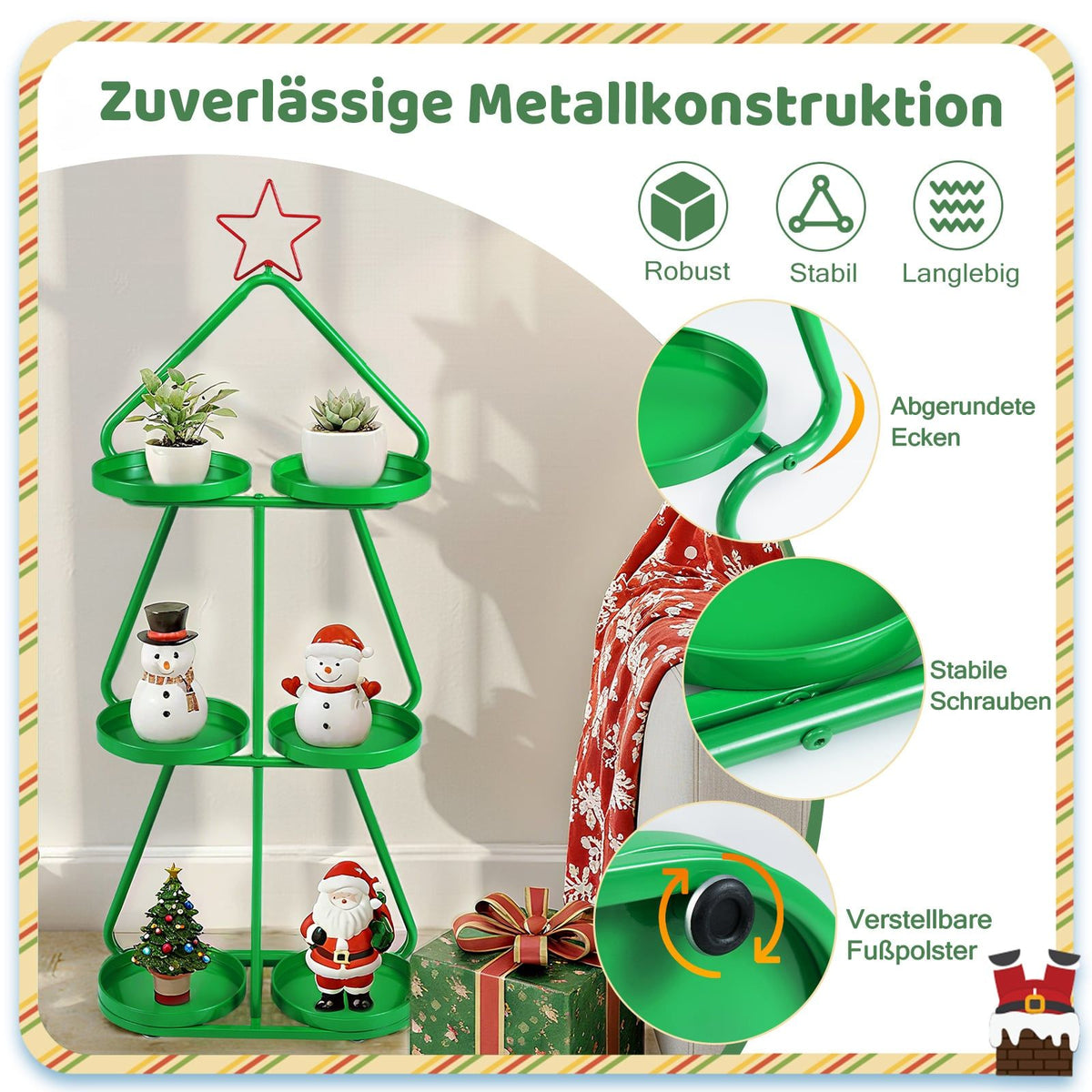 3-Tier Metal Plant Stand – Christmas Tree Design