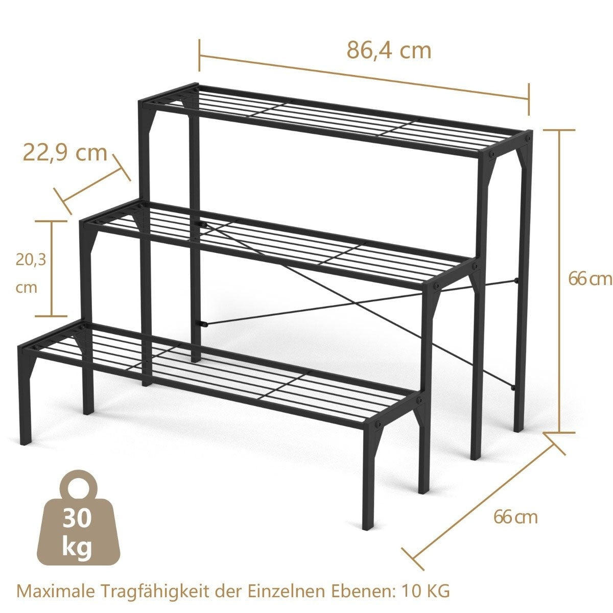 3-Tier Metal Plant Stand – Indoor/Outdoor Use