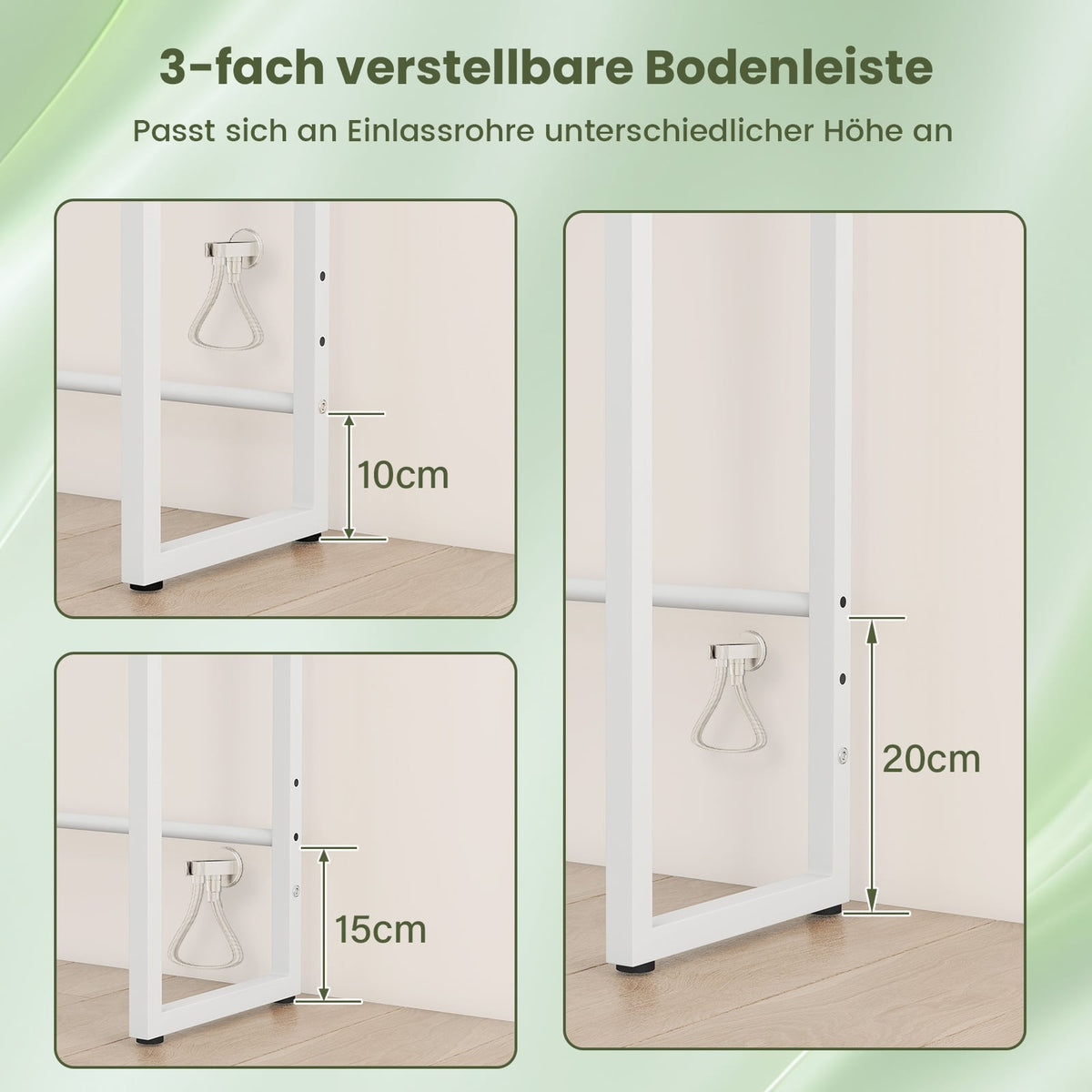 3-Tier Over-Toilet Bathroom Shelf, 64x24x162 cm, White