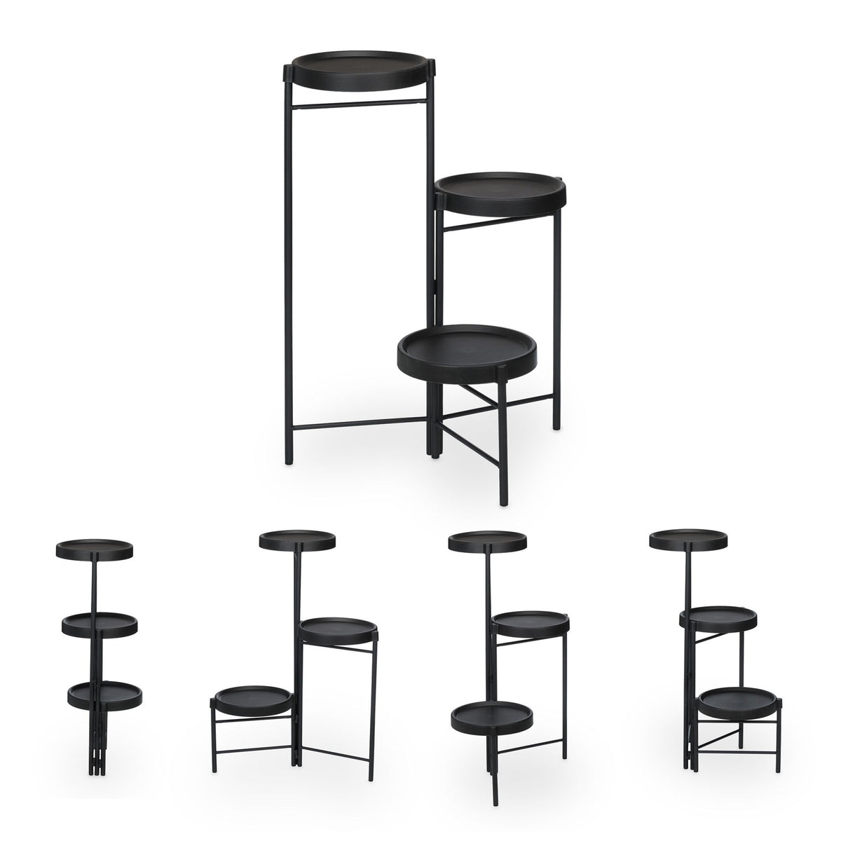 3-Tier Plant Stand, Foldable Steel & Plastic