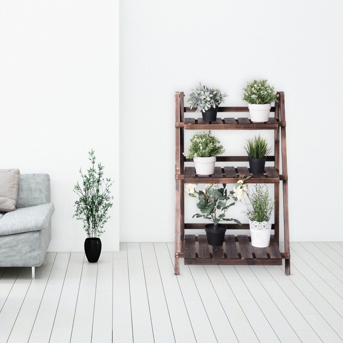3 Tier Plant Stand Folding Flower Stand Plant Shelf 60 x 33 x 93 cm Brown