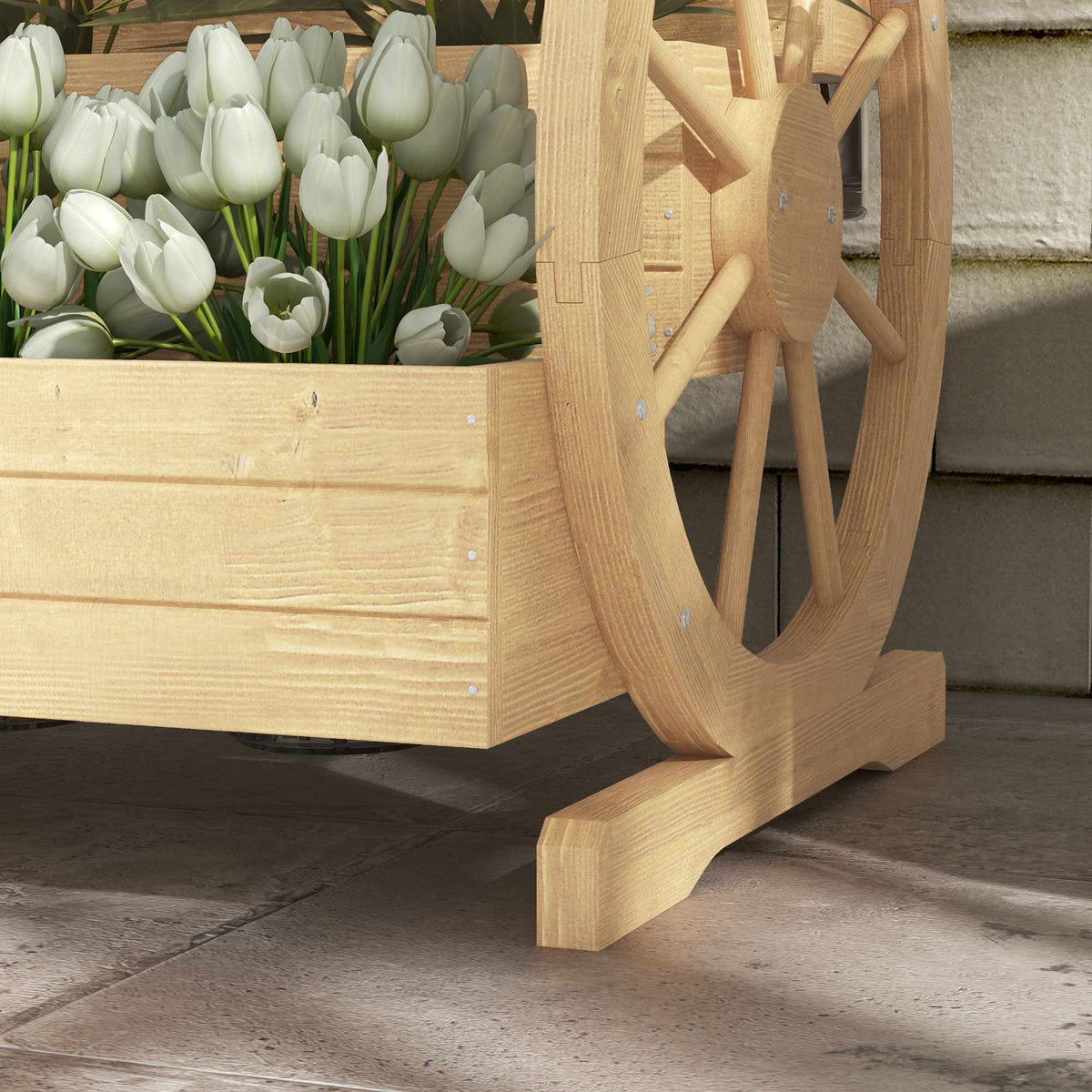 3-Tier Raised Garden Bed, Wagon Wheel Design, Fir Wood