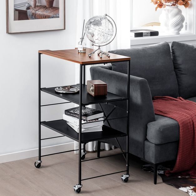 3-Tier Rolling Serving Trolley, Metal-MDF, 60x40x89 cm