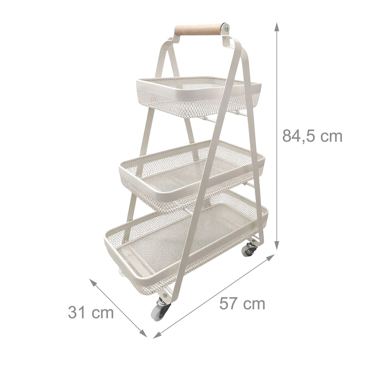 3-Tier Rolling Storage Cart – Living Room, Bathroom, Office