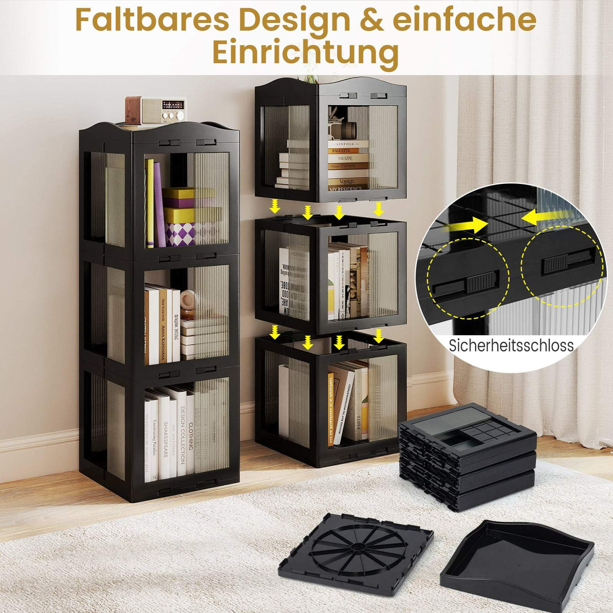3-Tier Rotating Bookshelf, Space-Saving Corner Shelf