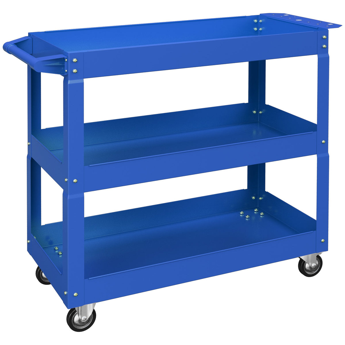 3-Tier Steel Tool Cart, 4 Wheels, 83x35.3x76 cm, Blue